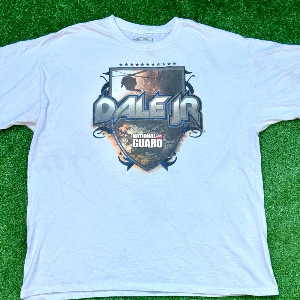 NASCAR x Winner’s Circle Dale Jr National Guard Race Car White T Shirt Vintage